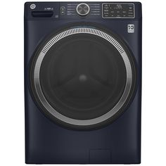 the front load washer is shown in dark blue