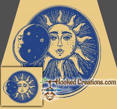 an image of the sun and moon in blue ink