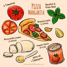 the ingredients for pizza are shown in this drawing