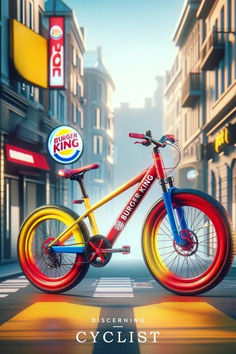 a bicycle is shown in the middle of an advertisement for pepsi's bike shop