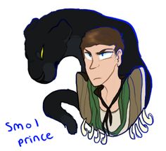 a drawing of a person with a cat on his shoulder and the caption smo i prince