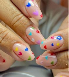 Preschool Teacher Nail Ideas, Fun Rainbow Nails, Funky Bridal Nails, Hslot Nails Ideas, Two Toned Nails Designs, Dip Designs For Nails, Nails 2023 Colors, Easter Nails Easy, Easter Nail Art Designs