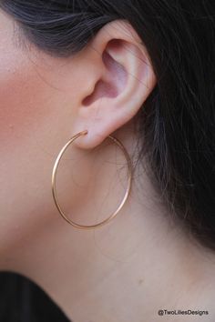 Wire Hoop Earrings, Minimal Earrings, Gold Filled Hoops, Earrings Hoop, Large Hoop Earrings, Simple Earrings, Circle Earrings, Gold Hoops