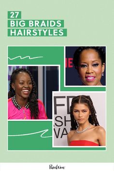 We compiled 27 big braids hairstyles, from high ponytails to box braids. Plus, we tapped three hairstylists to share their top tips for wearing these trendy looks. Big Braids Hairstyles, Cascade Braid, Big Braids, Hairstyle Inspiration