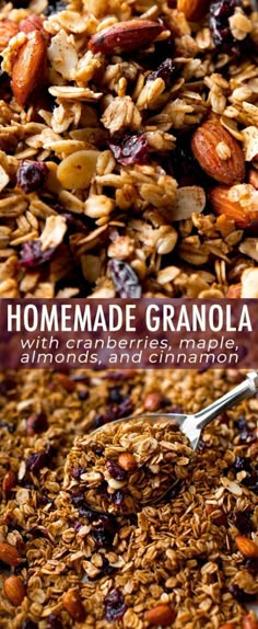 homemade granola with raisins and cinnamon on top