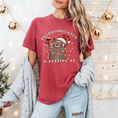 Overstimulated & Festive AF Raccoon Christmas Shirt Espresso Martini Tangled Lights Funny Weirdcore Meme Gift Shirt Comfort Colors Plus Size - Etsy Sarcastic Christmas Shirts, Tangled Lights, Christmas Party Shirts, Espresso Martini, Funny Christmas Shirts, Christmas Shirt, Dye T Shirt, Christmas Humor, Tangled