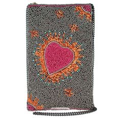 Heart Throb Beaded Touch Screen Crossbody Phone Bag – Mary Frances Accessories Heart Throb, Beautiful Bags, Chain Strap, Touch Screen