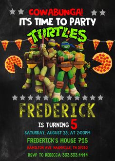 a poster for a teenage mutant birthday party