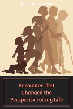 the silhouettes of people and their dog are shown in this book titled encounter that changed the perspective of my life