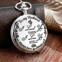 1pc Engraved Flower Pocket Watch Gifts I Love You Birthday Gifts Watch For Husband Chain Watch, Pocket Chain, Round Watch, To My Husband, To My Son, Meaningful Messages, I Love You Forever, Believe In Yourself, Leather Gifts