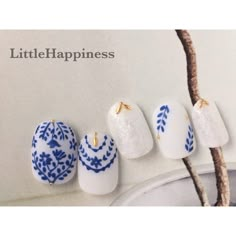 Talavera French Nails, Boho Nail Art Designs, Persian Nails, Pottery Nails, Porcelain Nail Art, Spanish Tile Nails, Mediterranean Nails, Tile Nails, Portugal Nails