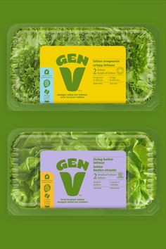 two plastic containers filled with green vegetables