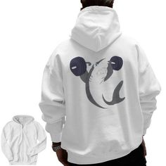 Shop Weightlifing Shark Barbell Workout Gym Weightlifter Zip Up Hoodie Back Print high-quality, affordable prices with many colors and sizes. This product with unique design perfect gifts for any occasion, get your today! Barbell Workout, Strong Man, Shark Lover, Lifting Weights, Workout Gym, Weight Training