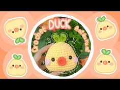 a crocheted duck is in front of some lemons with the words duck on it