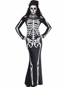 a woman in a skeleton costume