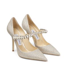 Bride Heels, Jimmy Choo Bing, Pearl Wedding Shoes, Designer Wedding Shoes, High Heel Dress, Glitter Pumps, Crystal Shoes, Jimmy Choo Shoes, Pump Sandals