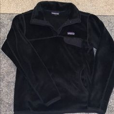 Black Patagonia Re-Tool Snap-T Pullover, Worn Only A Couple Of Times, Looks And Feels Brand New. Patagonia Winter Tops With Pockets, Black Casual Patagonia Outerwear, Casual Black Patagonia Outerwear, Patagonia Casual Black Outerwear, Winter Hiking Black Tops, Patagonia Black Outerwear For Hiking, Patagonia Outfit, Patagonia Pullover, Patagonia Jacket