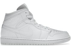 All White Jordans, Jordan 1 Mid Triple White, High Top Air Jordans, Harley Wedding, Air Jordan 1 White, Jordan 1 Mid White, Authentic Jordans, White Jordans, Rare Sneakers