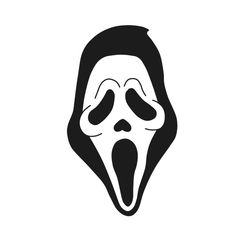 a black and white image of a scream mask