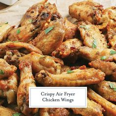 crispy air fryer chicken wings with parsley on top