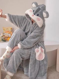 Fabric: polyester Warm up in style with this double-sized, dreamy, and cozy pajama set made from breathable, flannel-like material. Perfect for staying warm in chilly temperatures! Faux Fur Parka, Cute Onesies, Flannel Nightgown, Nightgown Sets, Cozy Pajamas, Winter Pajamas, Flannel Pajamas, Cozy Winter, New Tops