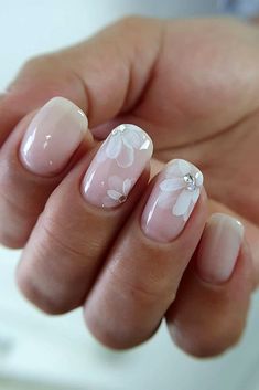 Pink And White Nails, Pink Wedding Nails, Wedding Day Nails, Wedding Nail Art Design, Unghie Nail Art, Her Nails, White Nail Designs, Nail Art Wedding