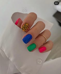 Colorful Nail, Vibrant Nails, Nail Art Designs Videos, Her Nails, Short Acrylic Nails Designs, Neon Nails, Hot Nails, Nail Shop, Funky Nails