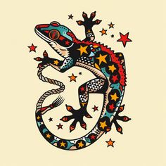 Gecko Tattoo Master Kit Traditional Gecko Tattoo, Party Animal Tattoo, Traditional Greyhound Tattoo, Gemini Traditional Tattoo, Belly Rocker Tattoo, Get What You Get Tattoo, Traditional Jaguar Tattoo, American Traditional Octopus, American Trad Flash