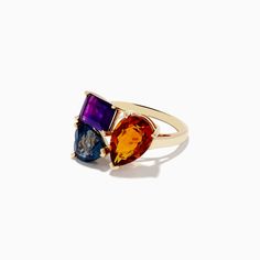 Effy 14K Yellow Gold Amethyst, London Blue Topanz and Citrine Ring Effy Jewelry, Citrine Ring, Yellow Stone, Jewelry Stand, London Blue, Gold Yellow, Blue Topaz, Citrine, Topaz