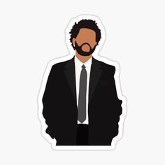 a man in a suit and tie with a beard sticker on the side of his head