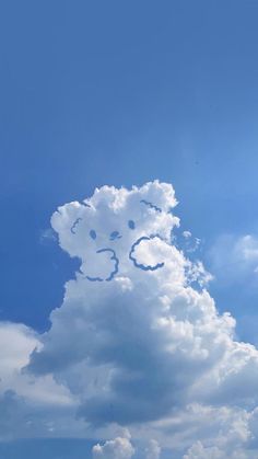 a cloud shaped like a cat is shown in the sky with its eyes open and nose out