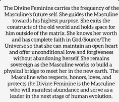 the divine feminine carries the emergency of the masculin's future self