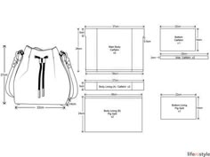 a handbag is shown with measurements for it