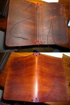 the leather is being stitched together to make it look like something out of a book