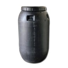 a large gray metal container with a black lid on a white background for use as a storage container