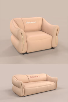 two different views of the same couch and chair