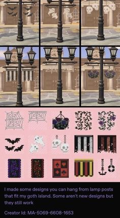 the screenshot shows different types of street lamps