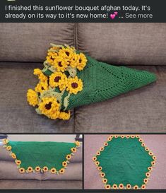 crocheted sunflower bouquet afghan today it's already on its way to 5 new home see more