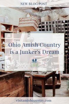 an old junk shop with the words, olio amish country is a junk's dream