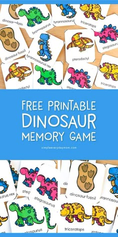 free printable dinosaur memory game for toddlers to practice their memory skills with the help of