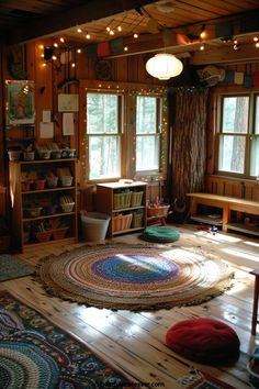 a living room filled with lots of furniture and rugs