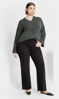 Jamie Sweater - charcoal marle Chunky Knit Plus Size, Plus Size Wool Sweater, Plus Size Oversized Jumper, Plus Size Grey Sweater, Ankle Heel Boots, Roll Neck Jumper Plus Size, Plus Size Jumpers, Explore City, Plus Size Outerwear