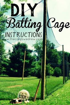 an image of a batting cage with the words diy bating cage instructions on it