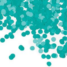 teal green confetti on white background