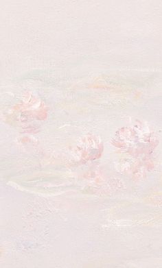 an abstract painting with pink flowers on it