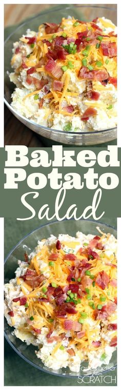 baked potato salad with bacon and cheese on top