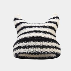 Neko Cat Ears Harajuku Striped Beanie Hats watereverysunday Cat Ears Cap, Beanies Women, Cute Cat Ears, Girl Streetwear, Cat Eared Beanie, Gatto Carino, Cat Beanie, Streetwear Girl, Cap Girl