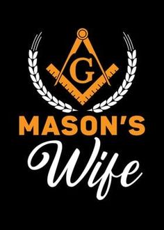 the mason's wife logo is shown on a black background with an orange and white design