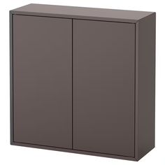 a gray cabinet with two doors on the side