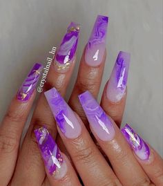 Wedding Day Nails, Glitter Tip Nails, Crazy Nail Designs, Ombre Nail Art Designs, Marble Abstract, Marble Nail Designs, Purple Acrylic Nails, Fantasy Nails, Nail Art Ombre